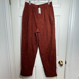NWT Madewell Women's High Rise Tapered Corduroy Pants in Rust Size 4